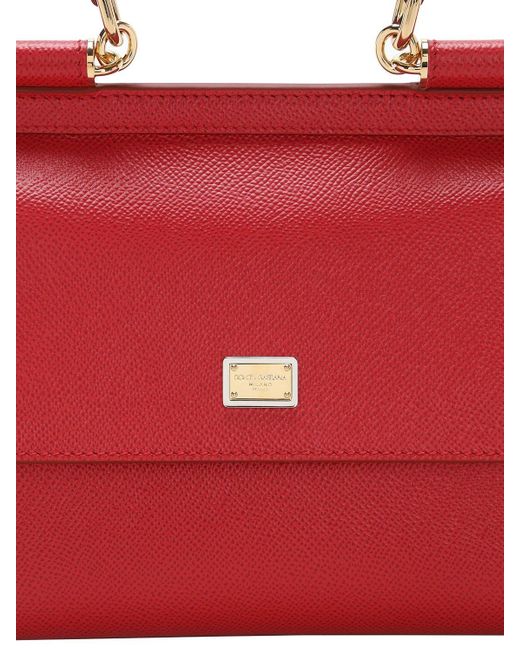 Dolce & Gabbana Medium Sicily Handbag In Dauphine Leather In Red
