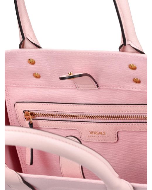Petit sac cabas en toile medusa Versace en coloris Pink
