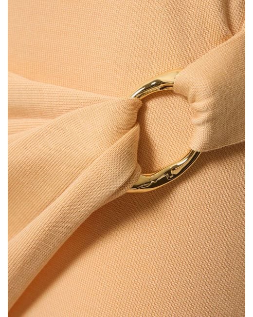 Falda midi drapeada de punto de lana con anillo Jil Sander de color Natural