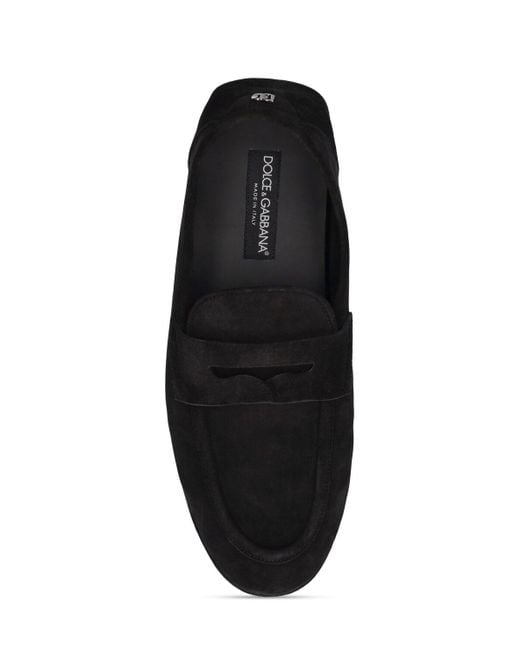 Dolce & Gabbana Black Dg Driver Suede Loafers for men