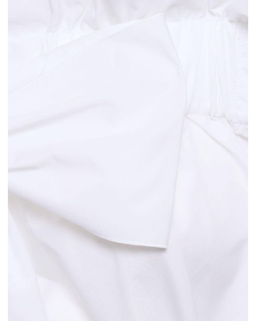 Patou White Faille Volume Mini Dress W/bow