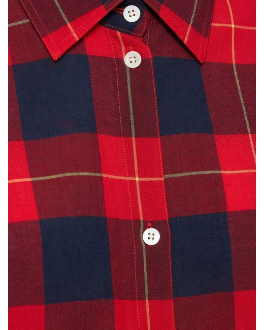 Camicia in lyocell tartan di Totême  in Red