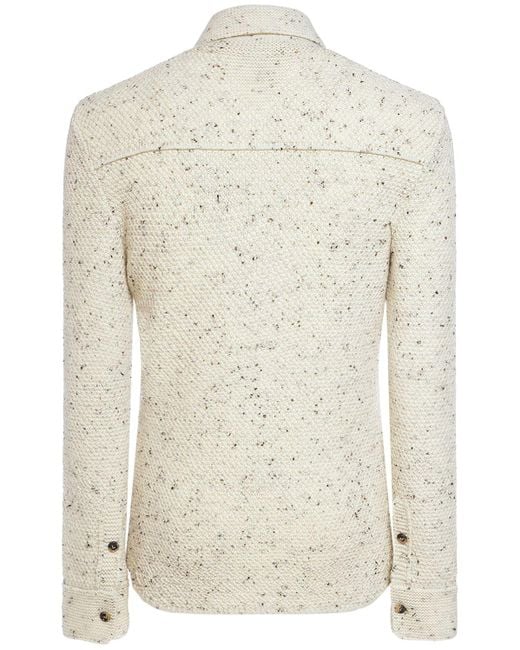 Bottega Veneta White Textured Knit Wool Shirt for men