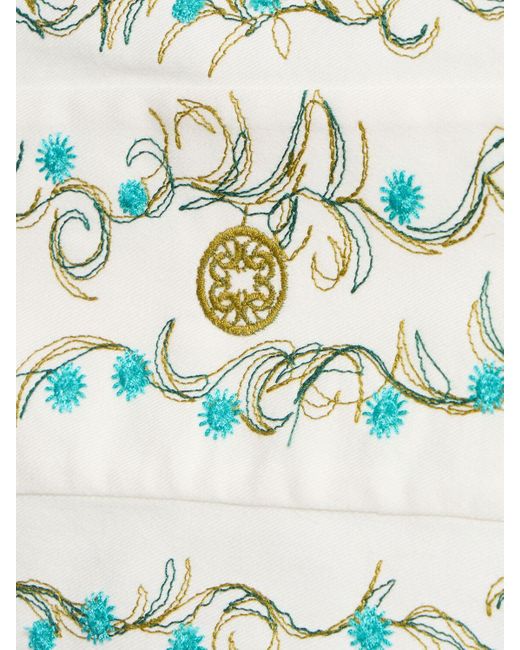 Elie Saab Blue Embroidered Cotton Crop Top
