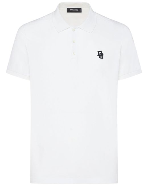 DSquared² White Tennis Fit D2 Logo Cotton Polo for men