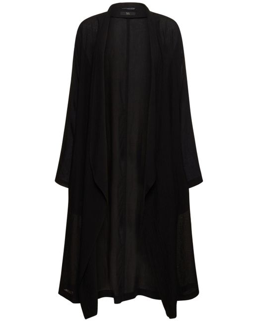 Shawl collar open long coat di Yohji Yamamoto in Black