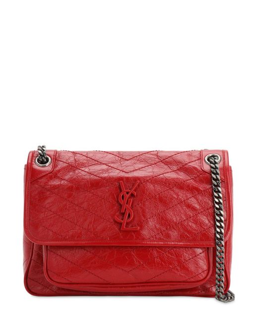 Saint Laurent Red Medium Nikki Monogram Leather Bag