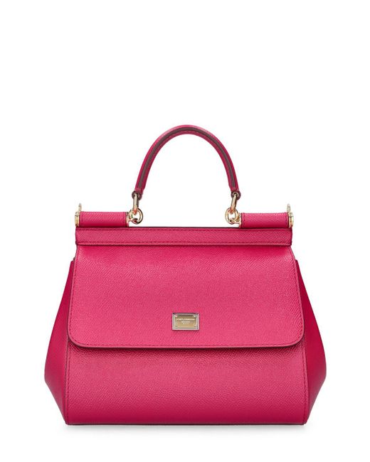Dolce & Gabbana Pink Small Sicily Leather Top Handle Bag