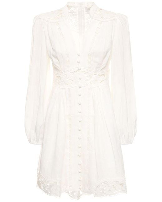 Vestido corto de lino Zimmermann de color White