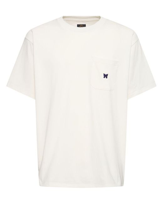Needles White Poly Jersey Logo T-shirt for men