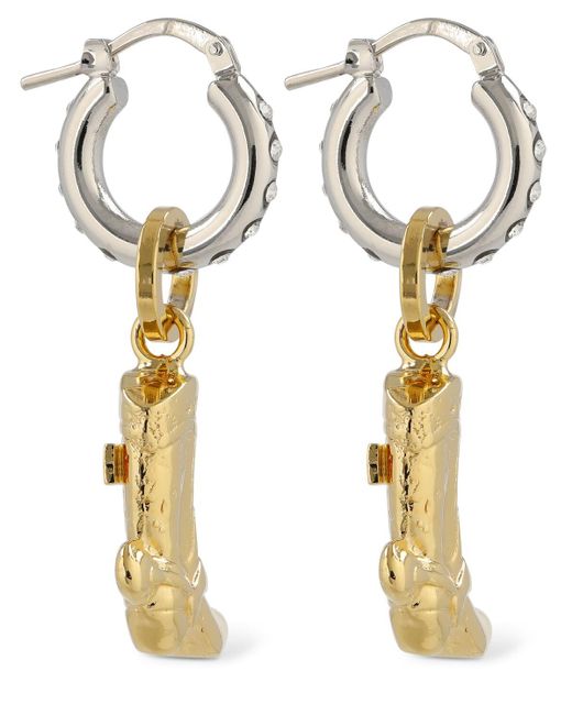 Marni Metallic Boot Crystal Drop Earrings