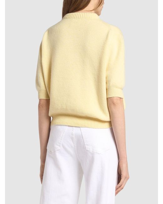 Khaite Yellow Davin S/s Cashmere Sweater