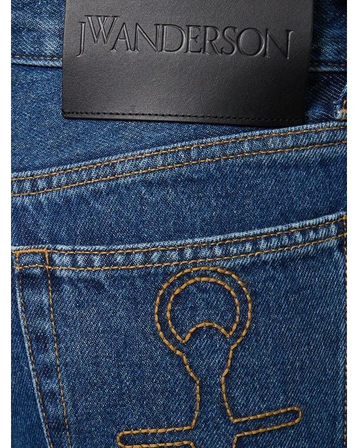 Jeans cropped in denim / frange di J.W. Anderson in Blue