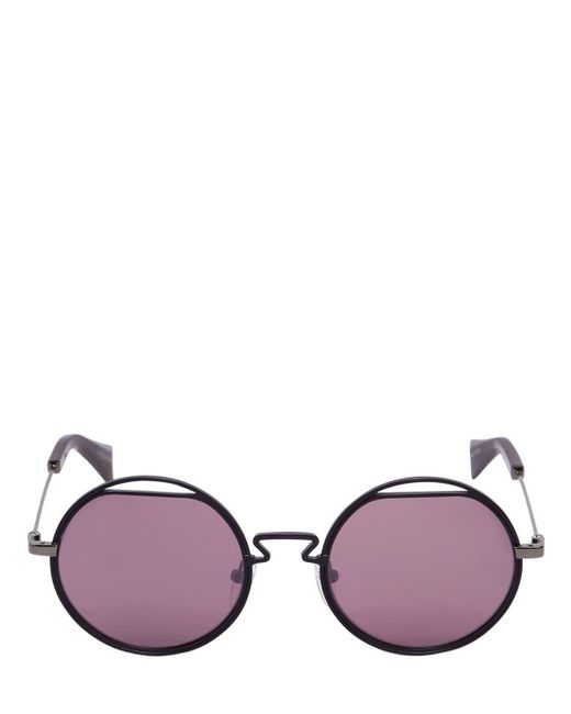 Yohji Yamamoto Purple Runde Sonnenbrille Aus Metall