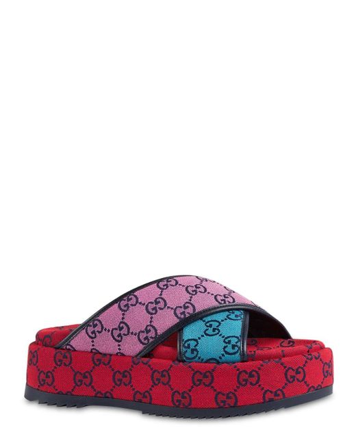 Gucci 55mm Gg Multicolor Platform Sandals in Pink | Lyst
