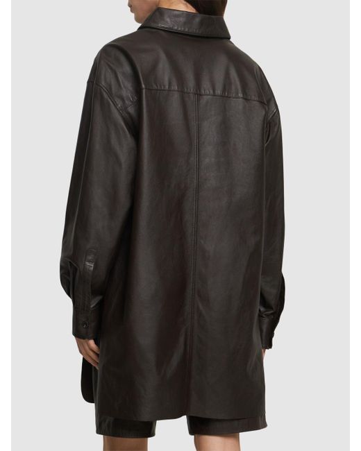Lemaire Black Loose Fit Leather Overshirt