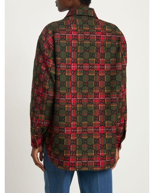 Gucci Red Tartan Wool Shirt