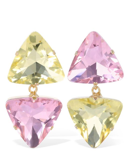 Rosantica Pink Alba Crystal Drop Clip-on Earrings