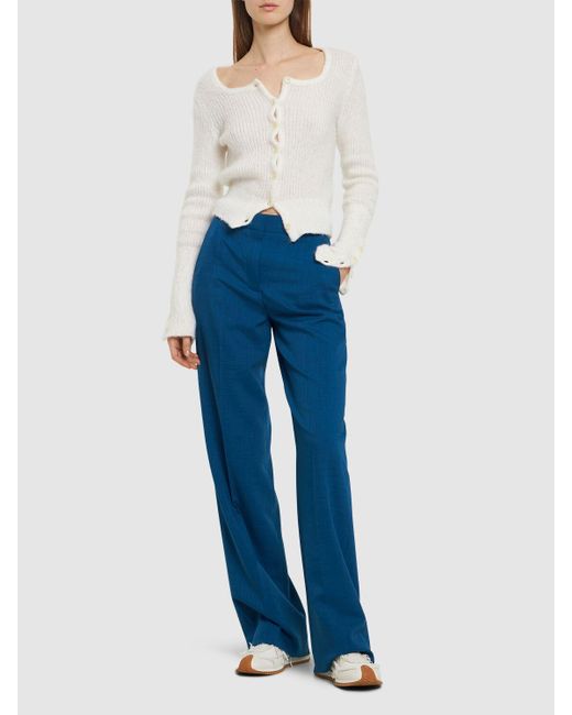 Tory Burch Blue Tailored Draped Wide Pants