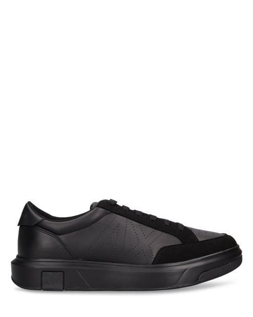 Armani Exchange Black Leather Low Top Sneakers for men