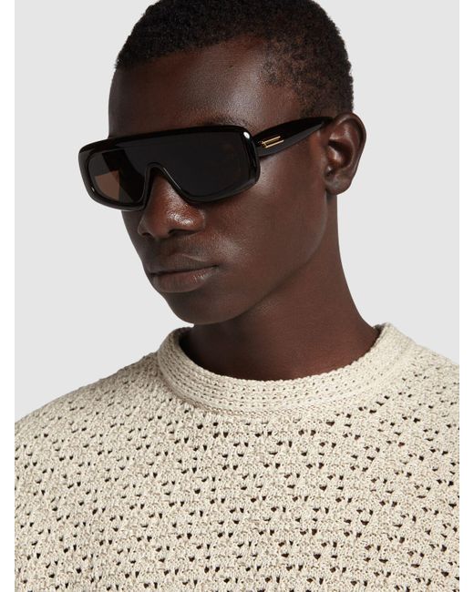 Bottega Veneta Brown Bombe Shield Acetate Sunglasses