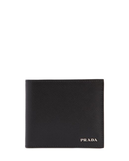 Prada Black Two Tone Saffiano Leather Classic Wallet for men