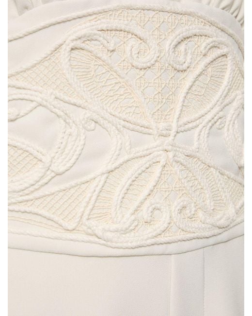 Elie Saab White Embroidered Cady Jumpsuit