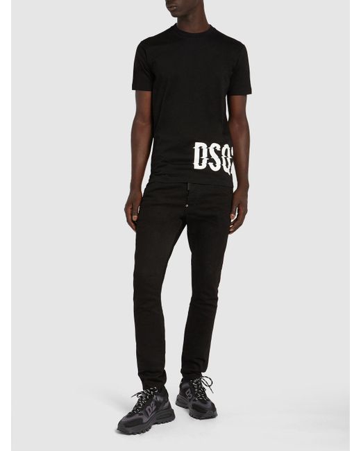 DSquared² T-shirt Aus Baumwolle Mit Logodruck in Black für Herren