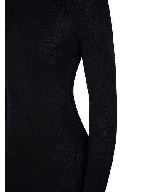 【送料&関税込】Saint Laurent Backless Long-sleeved Dress Saint Laurent Wool Blend Long Backless Dress in Black | Lyst