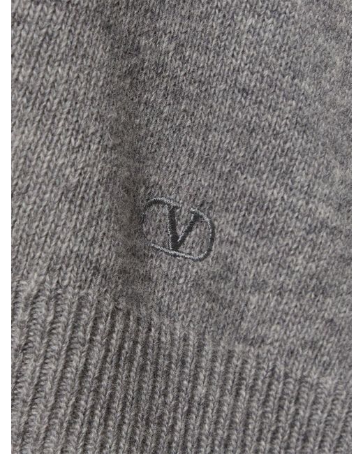 Valentino Gray Wool Knit Sweater W/feathers