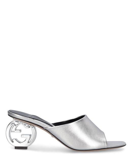 Gucci White 65Mm Interlocking G Slide Sandals