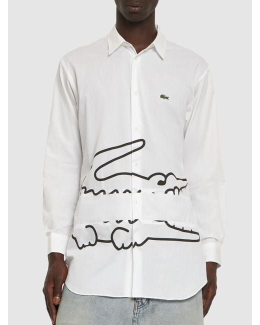 Comme des Garçons White Lacoste Printed Cotton Poplin Shirt for men