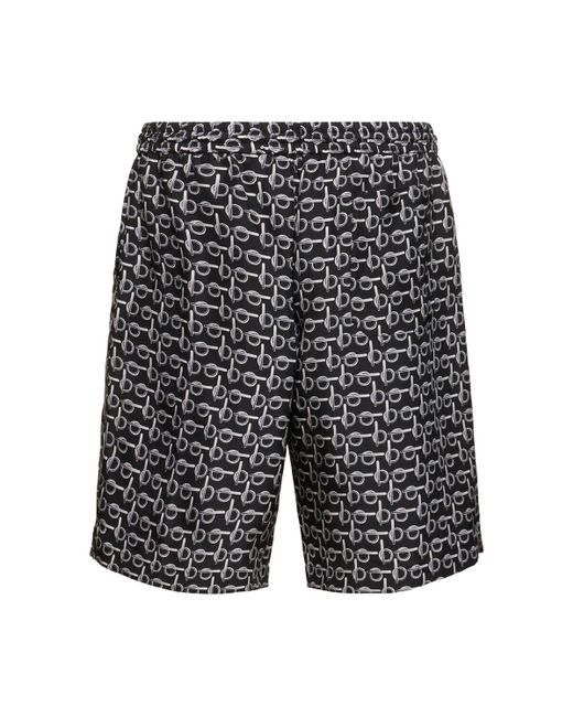 Shorts in seta stampata di Burberry in Gray da Uomo