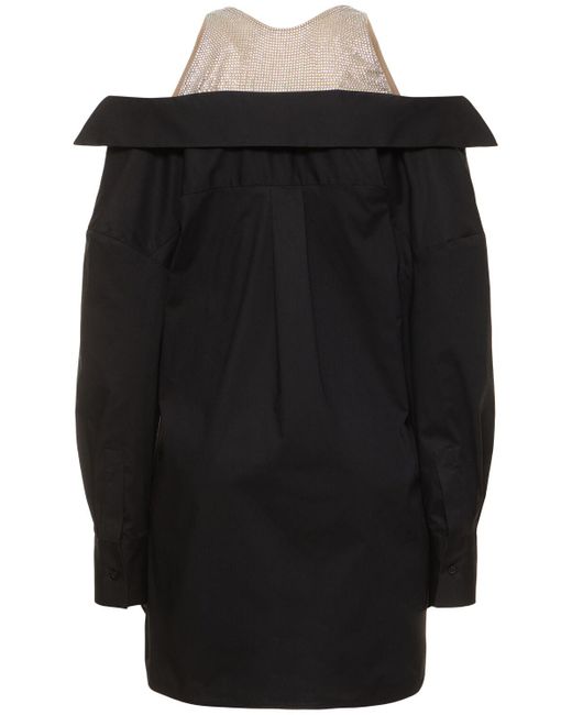 GIUSEPPE DI MORABITO Black Cotton Poplin Mini Dress
