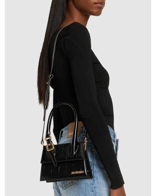 Jacquemus Black Le Chiquito Moyen Boucle Embossed Leather Bag