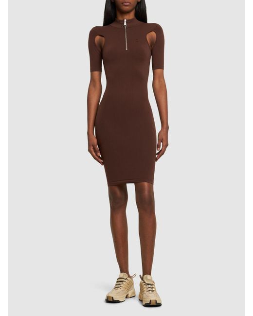 ANDREADAMO Brown Formendes Jersey-minikleid