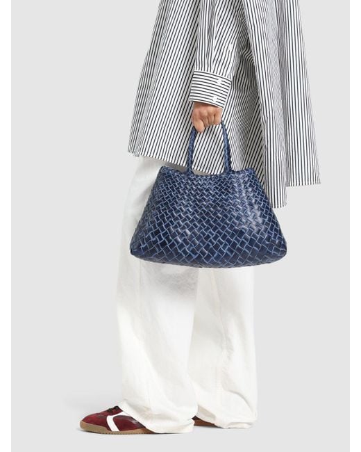 Dragon Diffusion Blue Small Santa Croce Leather Shoulder Bag