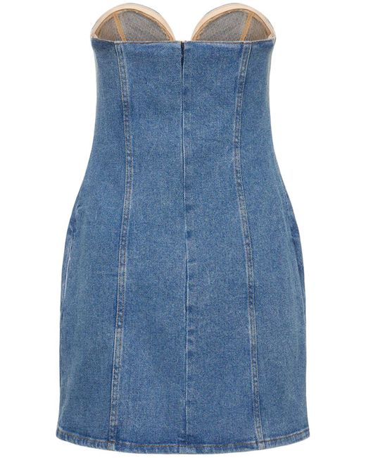 Magda Butrym Blue Denim Bustier Strapless Mini Dress