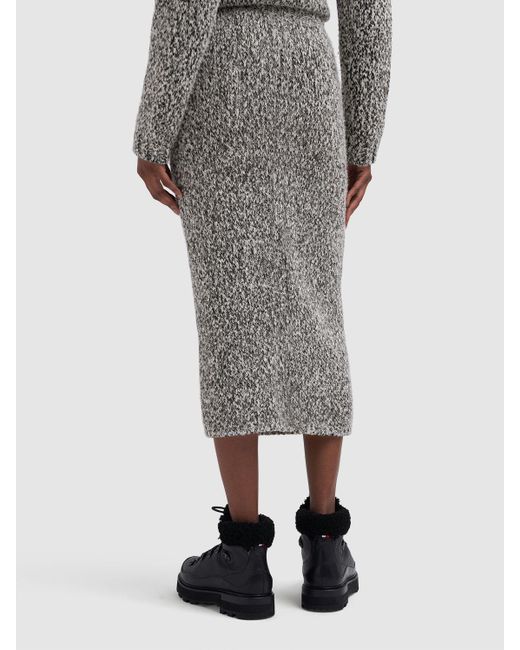 Moncler Gray Tricot Wool Blend Knit Skirt