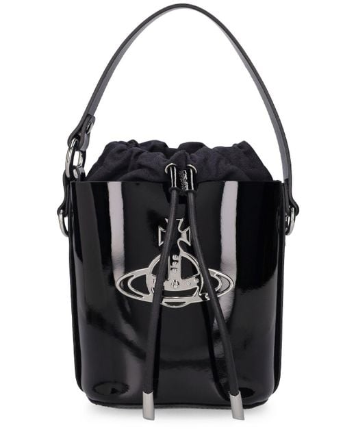 Vivienne Westwood Black Daisy Patent Leather Bucket Bag