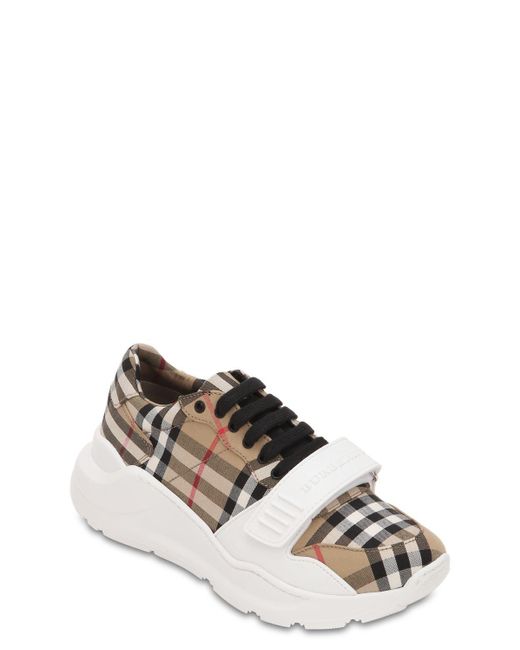 house check canvas trainers