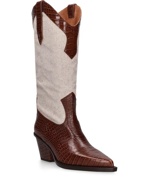 Paris Texas Brown 60mm Rosario Leather & Canvas Boots