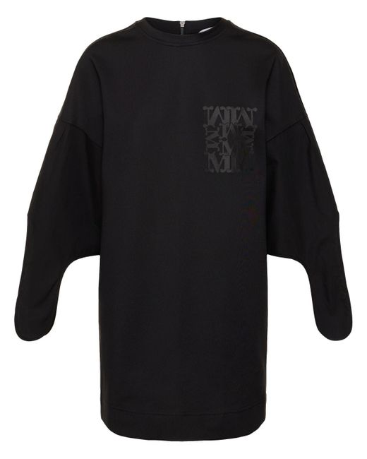 Robe courte en popeline de coton avec laçage Max Mara en coloris Black