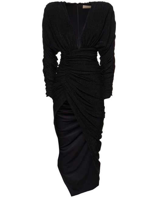 Alexandre Vauthier Black Draped Lurex Jersey Long Dress