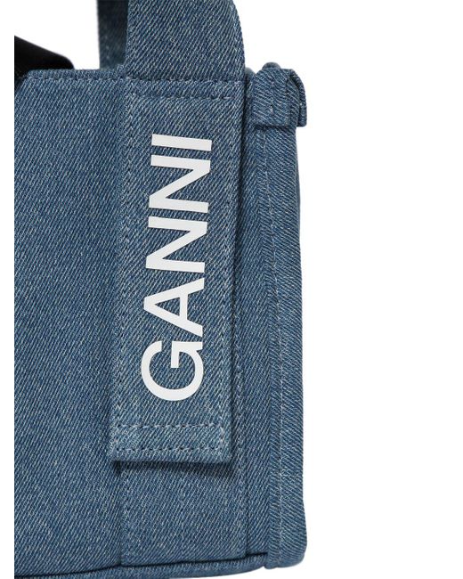 Ganni Mini リサイクル素材デニムトートバッグ Blue