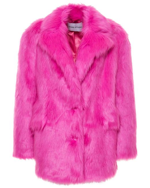 Stand Studio Carter Faux Fur Blazer Jacket in Fuchsia (Pink) | Lyst Canada