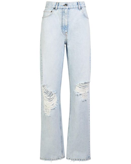 The Row Blue Carel Distressed Midrise Straight Jeans