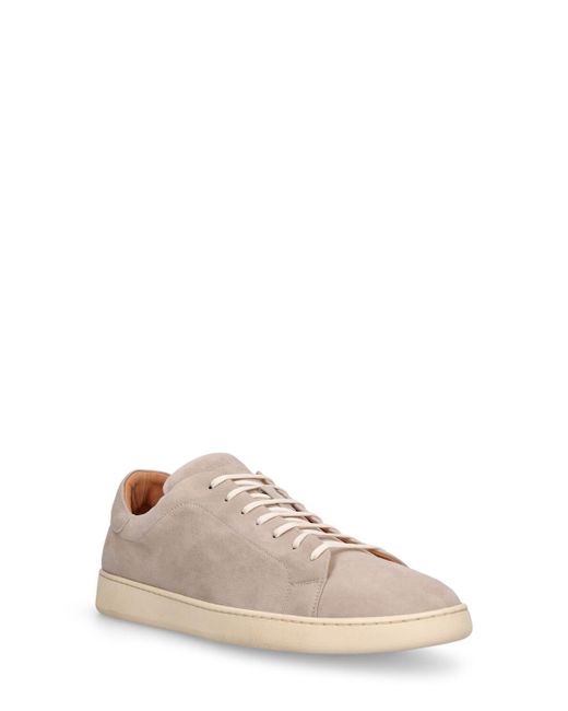 Kiton Pink Suede Low Top Sneakers for men