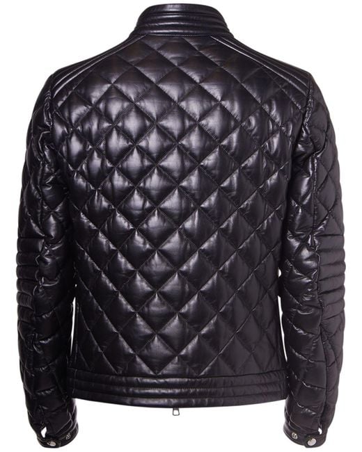 Moncler Black Zancara Quilted Leather Moto Jacket for men