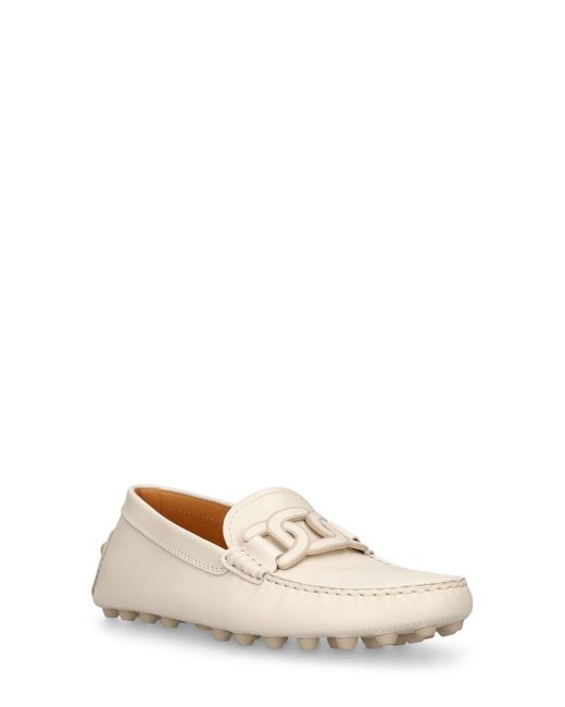 Tod's Natural 10Mm Gommino Macro Leather Loafers